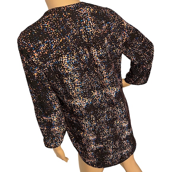 DECREE | LONG ARTSY PAINT SPLATTER V NECK BLOUSE SZ S - Picture 5 of 16